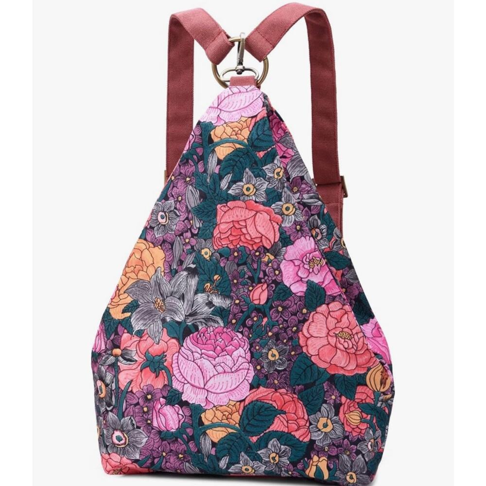 Black Butterfly Floral Bohemian Backpack Purse